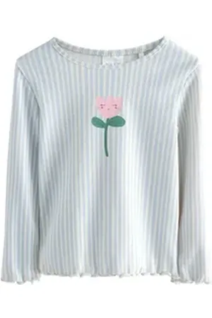 Next Leggings Geripptes Langarm-T-Shirt (1-tlg) blau 104-110 (4-5 J.)