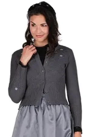 SPIETH & WENSKY Trachtenstrickjacke Trachten Strickjacke - BRUNNTHAL - graphitgrau grau S