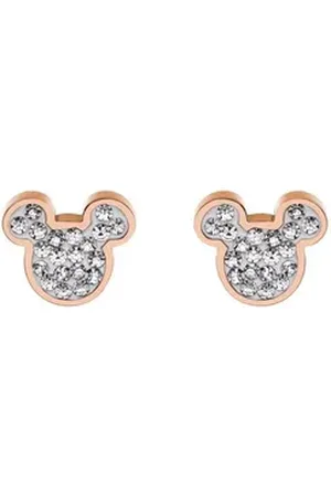 Disney Ohrclip-Set Mickey Mouse Kinderohrringe Edelstahl weiße Farbsteine goldfarben|weiß