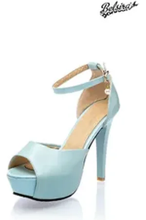 Belsira Retro Riemchen-Pumps - (37,38,39,40,41) High-Heel-Pumps blau 40 EU