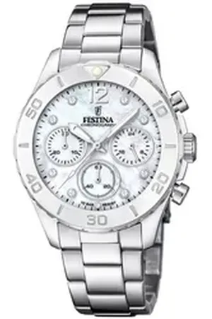 Festina Chronograph F20603/1 Damen-Uhr Boyfriend Chronograph Quarz mit Edelstahl-Armband