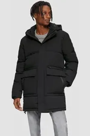 QS by s.Oliver Langmantel Gesteppter Parka mit Kapuze und Innenkragen schwarz L