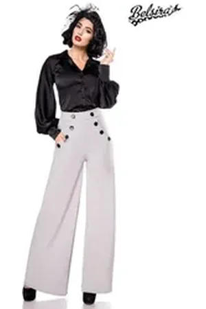 Belsira Homewearhose Marlenehose - (2XL,3XL,L,M) grau|grün 2XL