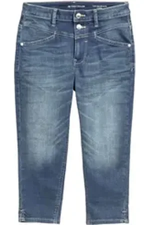 TOM TAILOR Caprihose Capri-Jeans mit Stretch und Doppelknopf-Verschluss TTKATE Denim Pants blau 27W