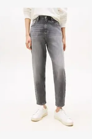 Tommy Hilfiger Mom-Jeans High waist - Mom-Jeans Tapered mit Logo-Stickereien, in knöchelfreier Länge schwarz 33