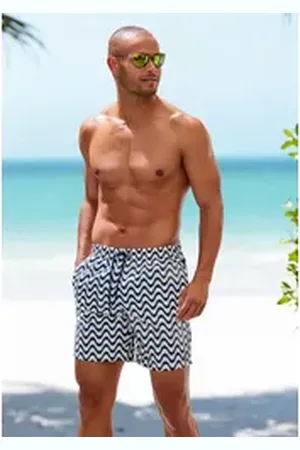 QS by s.Oliver Badeshorts Jeason im Wellendesign blau L