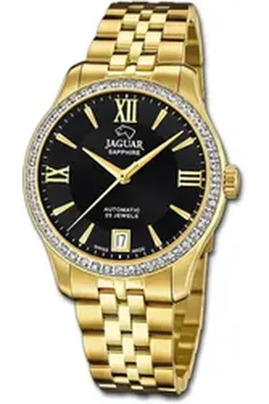 Jaguar Quarzuhr Edelstahl Damen Uhr Analog, (Analoguhr), Damenuhr Edelstahlarmband gold, rundes Gehäuse, mittel (ca. 34mm) goldfarben