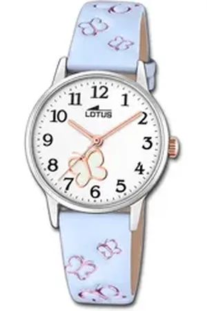 Lotus Chronograph Jugend Kinderuhr Leder hellblau, (Chronograph), Jugend, Kinderuhr Lederarmband hellblau, rund, klein (ca. 30mm) blau