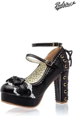 Belsira Retro Riemchen Pumps - (37,38,39,40,41) High-Heel-Pumps schwarz 41 EU