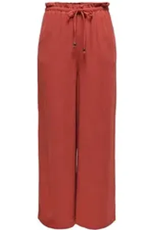 ONLY Schlupfhose ONLSOLVI MW LINEN BL PB CULOTTE CC PNT mit Leinen rot M (38)