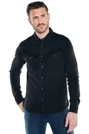 EMILIO ADANI Langarm-Poloshirt Overshirt strukturiert schwarz XXL
