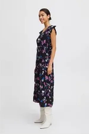 B YOUNG Midikleid BYMMJOELLA FRILL DRESS -20811219 schwarz 38