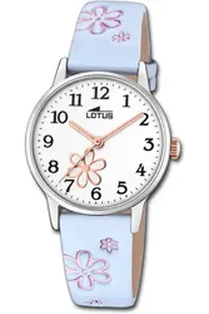 Lotus Chronograph Jugend Kinderuhr Leder hellblau, (Chronograph), Jugend, Kinderuhr Lederarmband hellblau, rund, klein (ca. 30mm) blau