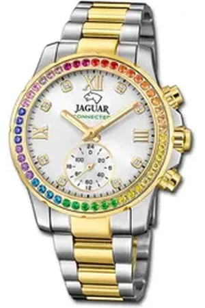 Jaguar Multifunktionsuhr Edelstahl Damen Uhr Multifunktion, (Multifunktionsuhr), Damenuhr Edelstahlarmband gold, rundes Gehäuse, mittel (ca. 36,5mm) silberfarben
