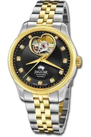 Jaguar Quarzuhr Edelstahl Damen Uhr Analog, (Analoguhr), Damenuhr Edelstahlarmband silber, gold, rundes Gehäuse, mittel (34mm) silberfarben