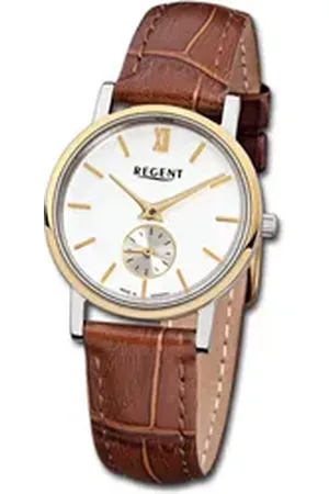 Regent Quarzuhr Leder Damen Uhr GM-1450 Quarzuhr, (Analoguhr), Damenuhr Lederarmband braun, rund, klein (ca. 27mm) braun