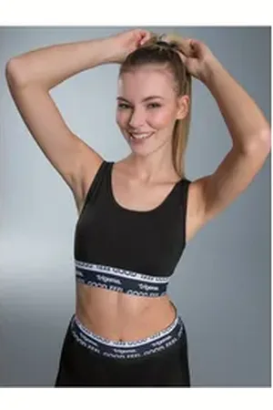 Trigema Bügelloser BH Sport-Bustier mit Elastikbund (1-tlg) schwarz S
