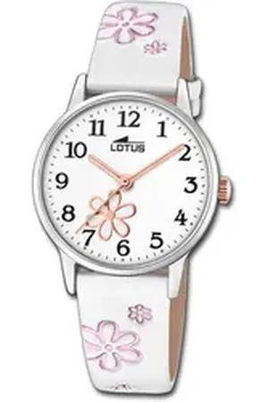 Lotus Chronograph Jugend Kinderuhr Leder weiß, (Chronograph), Jugend, Kinderuhr Lederarmband weiß, rund, klein (ca. 30mm) weiß
