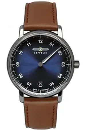Zeppelin Quarzuhr Monotimer Lady 8643-3, Armbanduhr, Damen, Einzeigeruhr, Datum, Lederarmband, Made in Germany braun