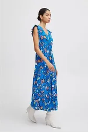 B YOUNG Midikleid BYMMJOELLA FRILL DRESS -20811219 blau 38