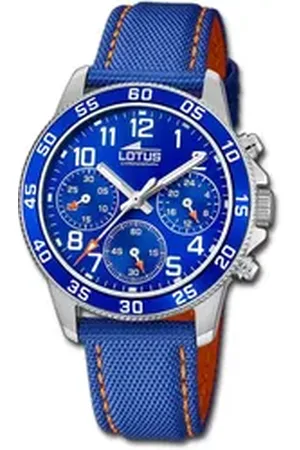 Lotus Chronograph Jugend Kinderuhr Leder blau, (Chronograph), Jugend, Kinderuhr Lederarmband blau, orange, rund, mittel (ca. 36mm) blau