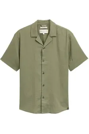 TOM TAILOR Denim Kurzarmhemd relaxed viscose linen shirt grün L
