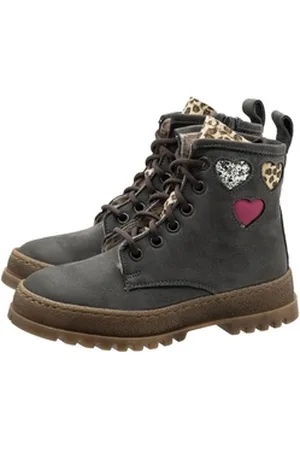 Dianetti Stiefel Boots Mädchen 1479CU Schnürboots Lammfell Grau Schnürstiefelette EUR 26