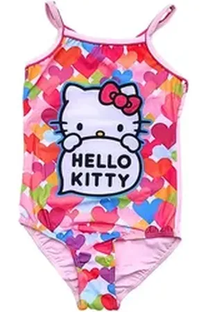 Hello Kitty Badeanzug Mädchen Schwimmanzug mit Herzen Gr. 98 - 128 cm rosa 116 cm