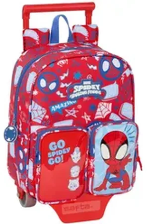 SPIDERMAN Spiderman Rucksack Kinder Rucksack mit Rädern Rescue Blau Rot 22 x 27 x 10 cm