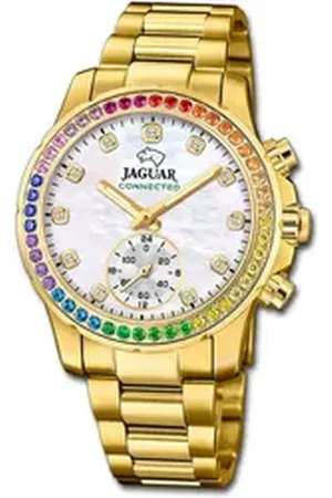 Jaguar Multifunktionsuhr Edelstahl Damen Uhr Multifunktion, (Multifunktionsuhr), Damenuhr Edelstahlarmband gold, rundes Gehäuse, mittel (ca. 36,5mm) goldfarben