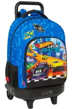 Hot Wheels Rucksack Kinder Rucksack mit Rädern Lets race Blau Schwarz 33 x 45 x