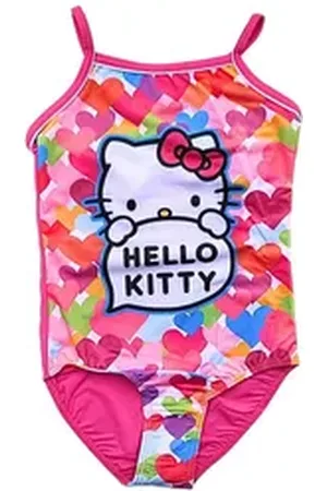 Hello Kitty Badeanzug Mädchen Schwimmanzug mit Herzen Gr. 98 - 128 cm rosa 116 cm