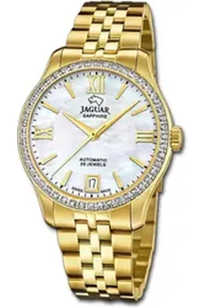 Jaguar Quarzuhr Edelstahl Damen Uhr Analog, (Analoguhr), Damenuhr Edelstahlarmband gold, rundes Gehäuse, mittel (ca. 34mm) goldfarben