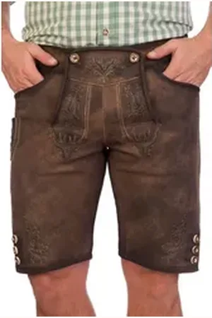 KRÜGER KRÜGER BUAM Trachtenlederhose Lederhose Herren kurz - ELIAS - braun braun 44