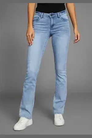 ARIZONA Bootcut-Jeans Ultra-Stretch normale Passform, Baby-Bootcut, Used-Look-Waschung blau 96