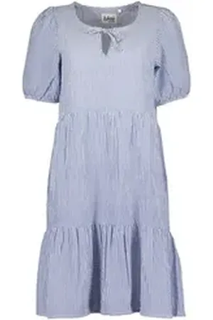 Blue Seven Sommerkleid Damen Kleid Streifen mit Henley-Ausschnitt mit Bindeband & Puffärmeln blau 36