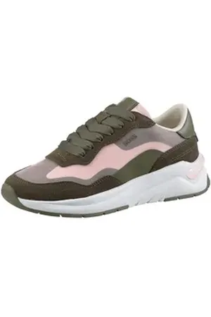 HUGO BOSS Skylar_Runn Keilsneaker Freizeitschuh, Halbschuh, Schnürschuh mit Keilsohle grün|rosa 38 EU