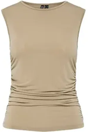 Only & Sons Shirttop - Top PCMADISON - Ärmellos, Raffung, Stretch-Material grau L