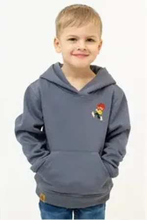 Bavarian Couture Trachtenbluse Hoodie Kids - PUMUCKL GRANTIG II - graublau blau|grau 134-146 (9-11 Jahre)