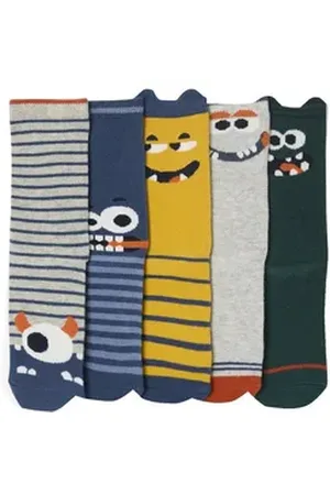 Vertbaudet Socken 5er-Pack Jungen Socken mit Monstern 5er-Pack blau 35/38