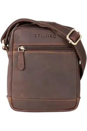 STILORD Schultertasche "Björn" Kleine Herren Tasche aus Echtleder braun