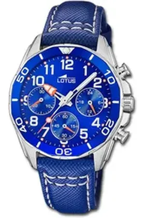 Lotus Chronograph Jugend Kinderuhr Leder blau, (Chronograph), Jugend, Kinderuhr Lederarmband blau, rund, mittel (ca. 36mm) blau