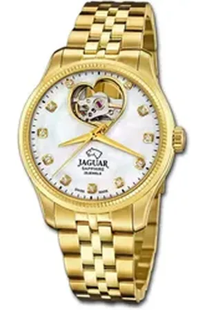 Jaguar Quarzuhr Edelstahl Damen Uhr Analog, (Analoguhr), Damenuhr Edelstahlarmband gold, rundes Gehäuse, mittel (ca. 34mm) goldfarben