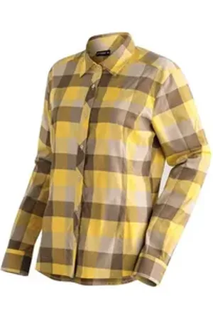 Maier Sports Outdoorbluse Kendra L/S W Damen Langarmbluse, pflegeleichte Karobluse gelb 44