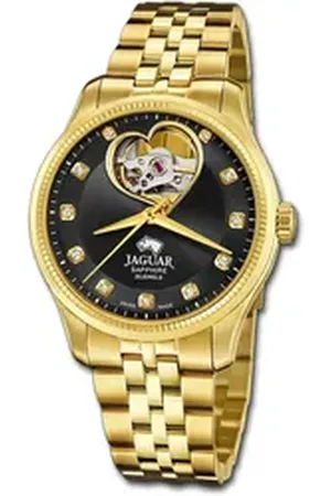 Jaguar Quarzuhr Edelstahl Damen Uhr Analog, (Analoguhr), Damenuhr Edelstahlarmband gold, rundes Gehäuse, mittel (ca. 34mm) goldfarben