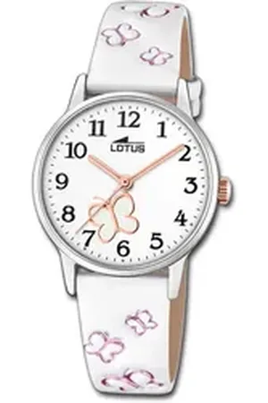 Lotus Chronograph Jugend Kinderuhr Leder weiß, (Chronograph), Jugend, Kinderuhr Lederarmband weiß, rund, klein (ca. 30mm) weiß