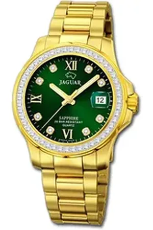 Jaguar Quarzuhr Edelstahl Damen Uhr Analog Luxus, (Analoguhr), Damenuhr Edelstahlarmband gold, rundes Gehäuse, mittel (ca. 34,5mm) goldfarben