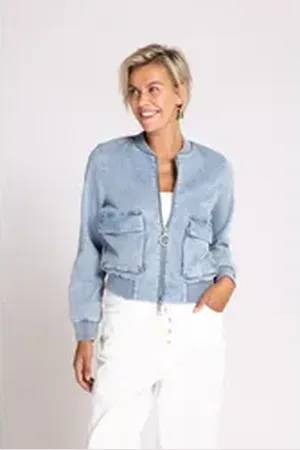 Zhrill Blouson in Unifarbe blau L