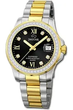 Jaguar Quarzuhr Edelstahl Damen Uhr Analog Luxus, (Analoguhr), Damenuhr Edelstahlarmband silber, gold, rundes Gehäuse, (ca. 34,5mm) silberfarben