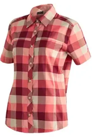 Maier Sports Outdoorbluse Kendra S/S W Damen Kurzarmbluse, pflegeleichte Karobluse rot 46